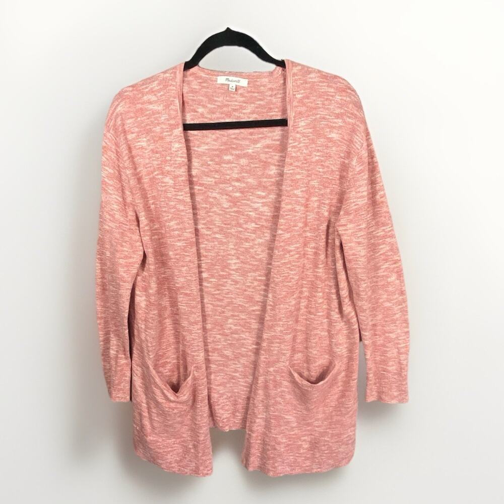 Madewell Open Cardigan Women’s M Heathered Pink Long Sleeve Feminine Cozycore